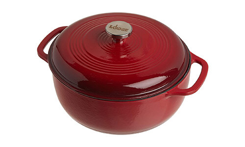 KUTIME Cast Iron Dutch Oven 6 Quart Enameled Dutch Oven Red Bread Baking Pot with Lid 