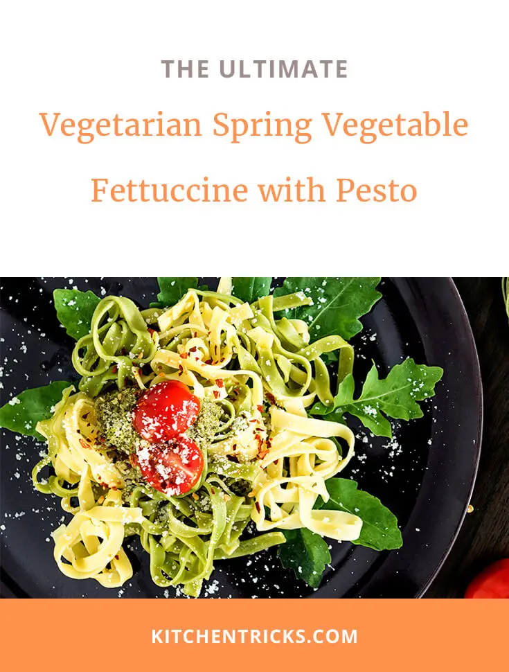 vegetarian spring vegetable fettuccine with pesto XS